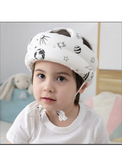 اشتري خوذة الطفل للسلامة، خوذة قابلة للتعديل للحماية أثناء الزحف والمشي وحماية الرأس، اللون: أبيض. في السعودية