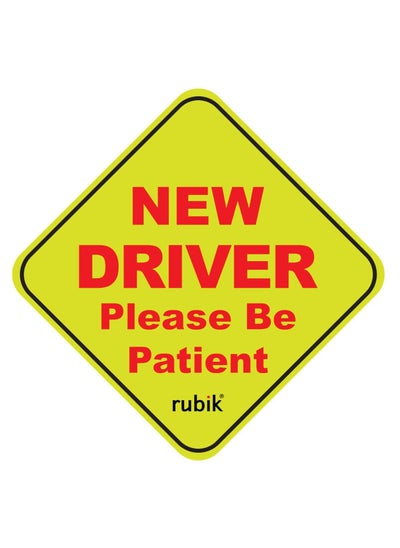 Buy Magnetic New Driver Car Sign Sticker, New Driver Please Be Patient, Highly Reflective Removable and Reusable for Beginner Car SUV Van Drivers (15x15c) Yellow/Red in UAE