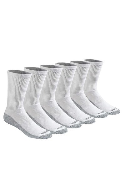 اشتري Men's dri tech moisture control crew socks white 6 pair large في الامارات