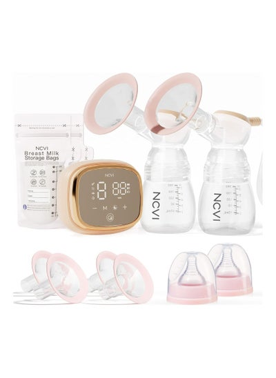 Buy Double Electric Breast Pump 8102, Upgraded 4400mAh Battery with Night Light, Portable Breast Pump for Breastfeeding, 4 Modes & 9 Levels, LED Display, With 8 Flanges, Breastmilk Bags, Nursing Pads in Saudi Arabia