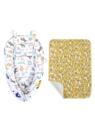 اشتري Buy 1 Get 1 Free-Baby Sleeping Bed Pod White Printed With Free Reusable Changing Mat Bear Yellow في الامارات