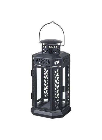 Buy Lantern F Block Candle In Outdoor Black 28 Cm in Saudi Arabia