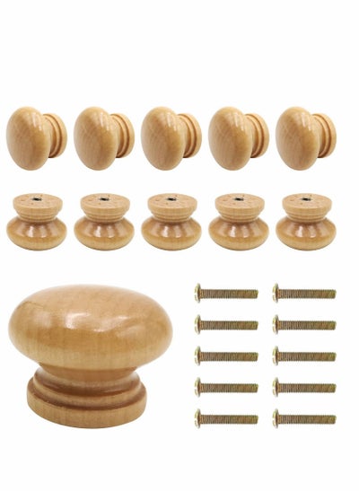 Buy Round Wood Cabinet Knobs Mushroom Shape Wooden Pulls for Drawer Dresser Cupboard Wardrobe in Saudi Arabia