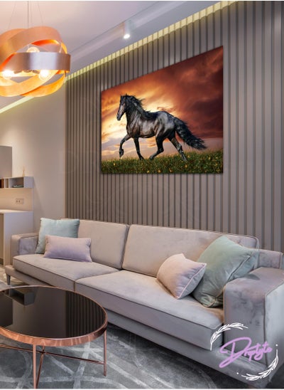 Buy Beautiful Horse Wall Art Canvas with Wooden Frame Home Decor 60cm x 40cm in Saudi Arabia