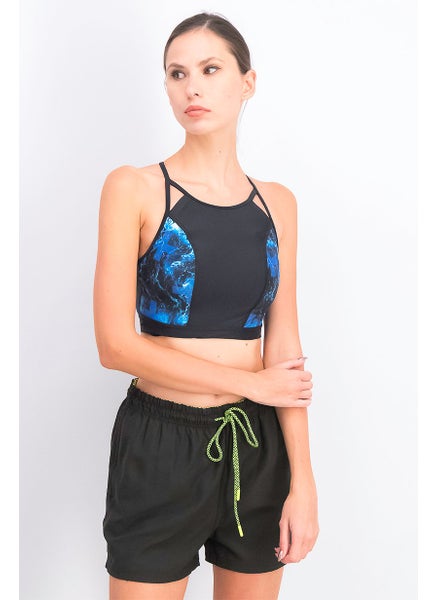 Buy Women Printed Bikini Top, Black and Blue in Saudi Arabia