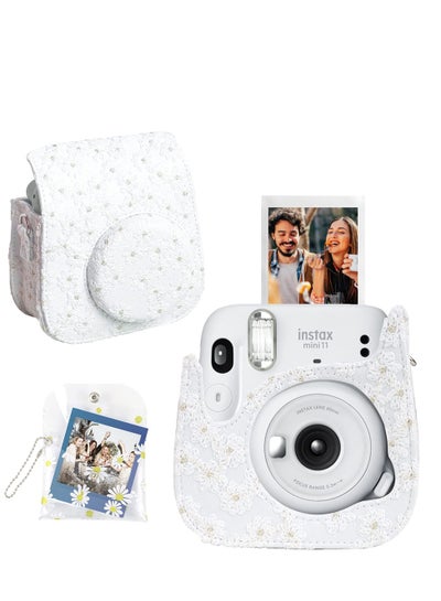 Buy for Fujifilm Instax Mini 11 Instant Film Camera Case Protective Case Bag with Adjustable Shoulder Strap and Daisy Mini/Square Photo Pouch (White Lace) in Saudi Arabia