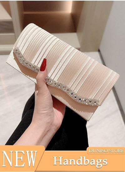 اشتري Women Shiny Glitter Evening Clutch Bag Envelope Handbag Chain Purse Bag Crossbody Bag for Wedding Formal Cocktail Party في السعودية