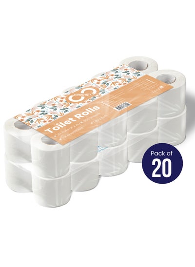 Buy Toilet Paper 2 Ply, 20 Rolls x 300 Sheets, Longer Lasting Absorbent Toilet Roll, Premium Silky Feel Softness Bathroom Tissue, 2 Ply Tissue Thickness in UAE