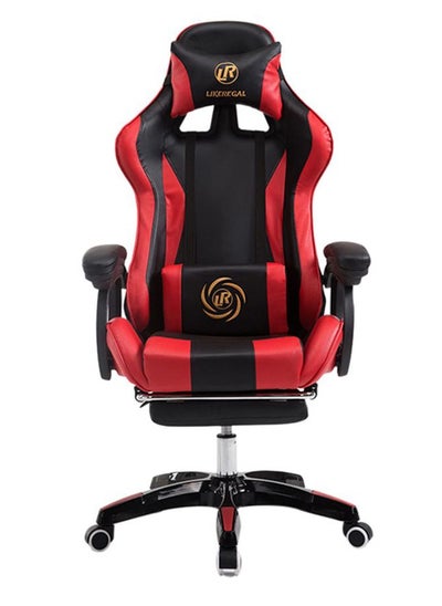 Buy Gaming Chair, Adjustable Computer Chair, Computer Office, Pu Leather, High Backrest, Lumbar Support, Comfortable Armrests, Headrest With Footrest Black And Red in Saudi Arabia