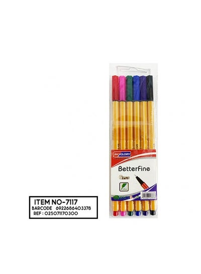 Buy Sky Glory Better Fine 0.4 mm Pen, Set of 6 Colors - No:SG854 in Egypt