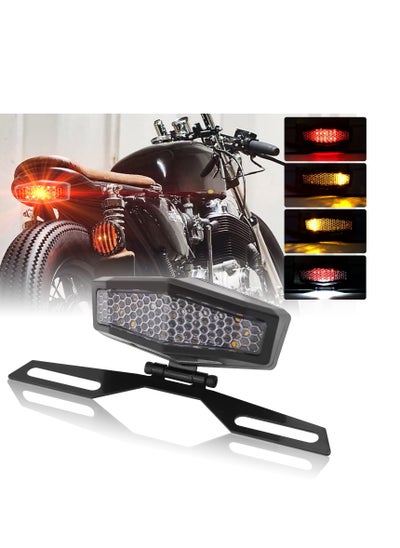 Buy Motorcycle Tail Light, LED Tail Light with License Lamp Bracket, 12V Integrated Turn Signals & Brake Stop Light Universal for Motorbike Dirt Bike Scooter ATV(Black) in Saudi Arabia