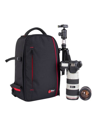 Buy EMB-D 3160 Model Eirmai backpack for cameras and photography equipment accommodates 1 camera, 5 lenses, and other accessories. Equipped with a rain cover. Made of nylon in black. in Egypt