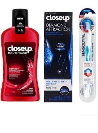 Buy Mouthwash 300 ml with Diamond Toothpaste 75 ml and toothbrush, multi-colour in Saudi Arabia