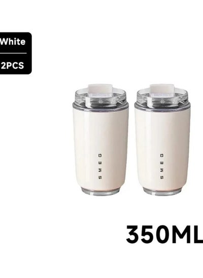 Buy Coffee Mug, Vacuum Insulated Travel Mug, Spill Proof Leakproof Tumbler With Lid, Double Wall Vacuum Insulation Flask for Hot And Cold Drinks At Home, Office, Car, (2pc White) in Saudi Arabia