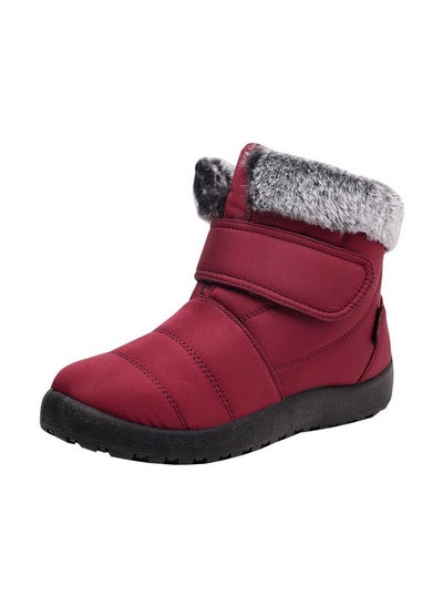 اشتري Women's Warm Plush And Thick Waterproof Cotton Boots Wine Red في السعودية