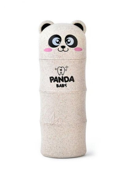 اشتري Brain Giggles Panda Pattern Toothbrush Toothpaste Case Wheat Straw Portable Cup Holder for Kids Travel Home Used - Beige في الامارات