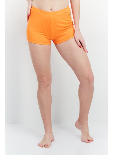 Buy Women Embroidered Swim Shorts, Orange in UAE