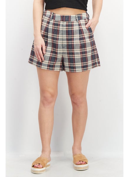 اشتري Women Checkered Basic Short, Blue/Beige Combo في الامارات