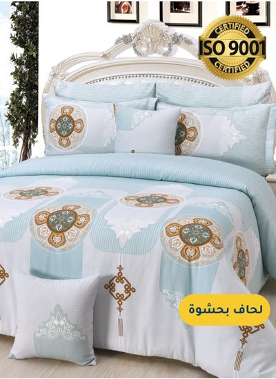 Buy Microfiber Printed Comforter Sets, Fits 200 x 200 cm King / Double Size Bed, 8 Pcs, With Soft Filling, Celine Series in Saudi Arabia