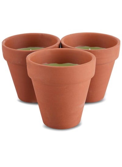 Buy Waxworks Terracotta Citronella Round Pots Set of 3 in UAE