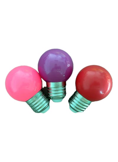 اشتري 3-Piece Pink Color/Red Color/Purple Color LED Light Bulb With 1 UK Plug Wall Socket في السعودية