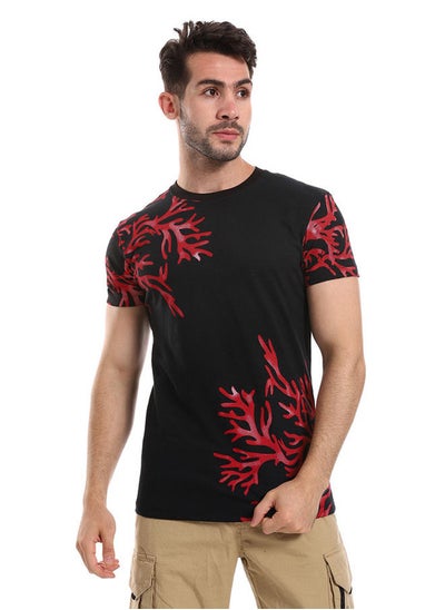 اشتري Black & Red Coral Reef Printed Corners Slip On Tee في مصر