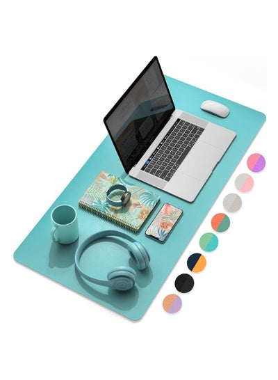 اشتري COOLBABY Multifunctional Office Desk Pad, Ultra Thin Waterproof PU Leather Mouse Pad, Dual Use Desk Writing Mat for Office/Home(80*40 CM，Blue + Green) في السعودية