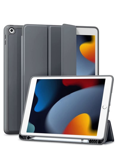 اشتري Case Compatible with iPad 9th/8th Generation Case/iPad Case 10.2 Inch 2021/2020/2019, Premium PU Leather + Soft TPU Back Case with Pencil Holder, Auto Sleep/Wake iPad Cover - SpaceGrey في الامارات