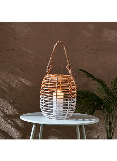 اشتري Deckar Rattan Half Color Tone Lantern with Glass Votive 20 x 24 x 20 cm في الامارات