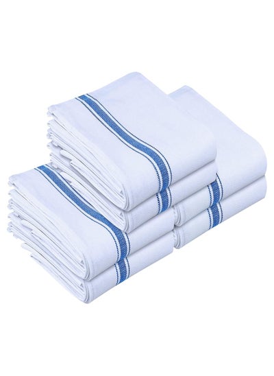 Buy MahMir® Towels Dish Towel, 16x27 Inches ( 40x70 cm ) 100% Ring Spun Cotton Super Absorbent Linen Kitchen Towels, Soft Reusable Cleaning Bar and Tea Towels Set (6 Pack, Blue) in UAE