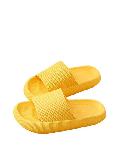 Buy Pillow Slides Slippers, Massage Foam Bathroom Non-Slip Thick Sole Technology Soft Home Slippers for Women and Men 7.5-8.5/ 7-7.5 (Yellow) in UAE