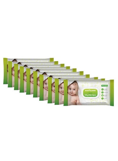 Buy Aloe Vera Based Natural Baby Wet Wipes With Lid For Babies Combo Pack - Combo Of 10 X 72 Pieces in UAE