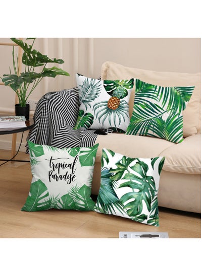 Buy Set of 4 Cushion Covers Decorative Throw Pillow cases for Living Room Garden Outdoor Décor in UAE