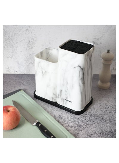 Buy Kitchen Knife And Utensil Organizer 11x11x23+11x11x17cm, Marble Plastic in UAE