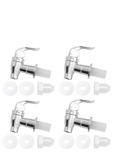 اشتري 4PCS Beverage Dispenser Spigot Replacement ABS Plastic Press Type Faucets Tap Reusable Spigot Drink Dispenser Tap Replacement for Hot Cold Cater Juice Barrel (Silver) في الامارات