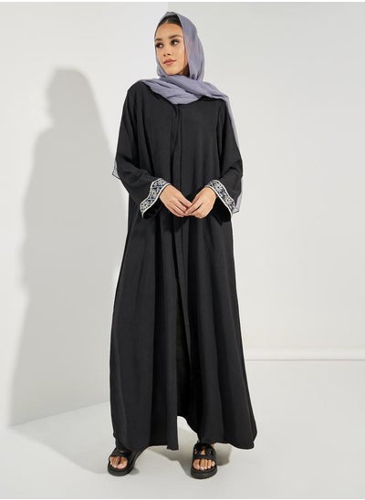 Buy Embroidery Cuff Detail Abaya with Hijab in Saudi Arabia