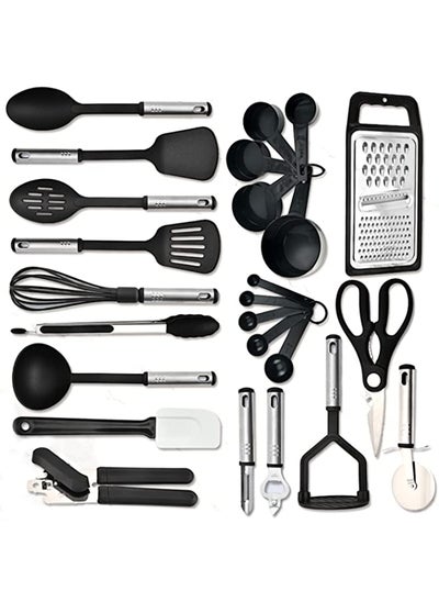 اشتري 25pc Kitchen Utensils Set - Nylon & Stainless Steel Cooking Utensils Set - Non-Stick Kitchen Utensils with Spatula - Kitchen Gadgets Cookware Set - Kitchen Tools Set في الامارات