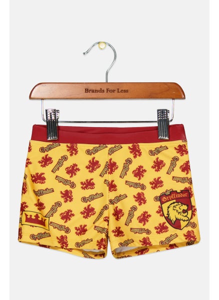 اشتري Kids Boy Printed Boxer Brief Swimwear, Yellow/Maroon في الامارات