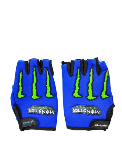 Buy Monster Energy Short Finger Gloves Blue in Egypt