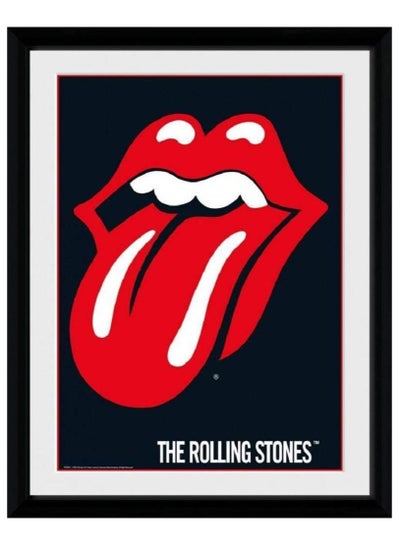 اشتري The Rolling Stones Lips Framed Poster Printed 34cm x 44cm Rock Music Wall Art Collector Prints for Bedroom Office Room Decor Gift في الامارات