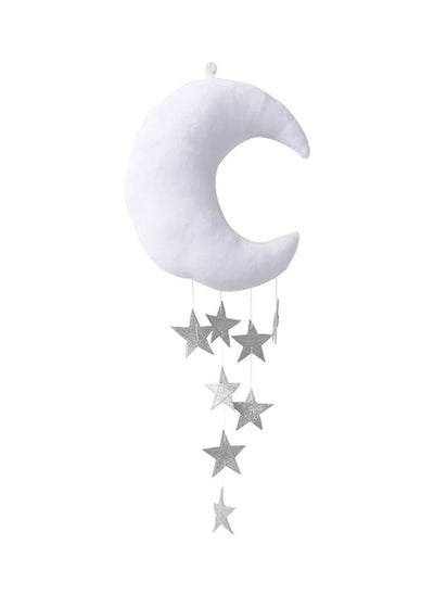 Buy Hanging Moon Stars Stuffed Wall Backdrop White/Silver in Saudi Arabia