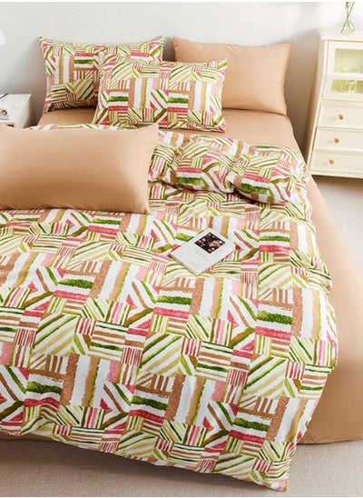 Buy Duvet Cover Set Multicolor Artistic Design Queen/Double Size Set Includes 1 Duvet Cover - 200*230Cm, 1 Flat Sheet - 230*250Cm, 4 Pillow Cases - 50*75Cm. in UAE