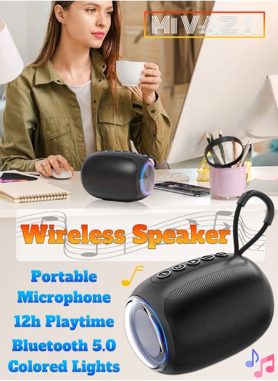 Buy Wireless Bluetooth Speaker - Portable Mini Speaker With 1200mAh Battery - RGB Light - TWS Stereo Sound - Built-in Microphone - Support TF Card and USB Drive in Saudi Arabia