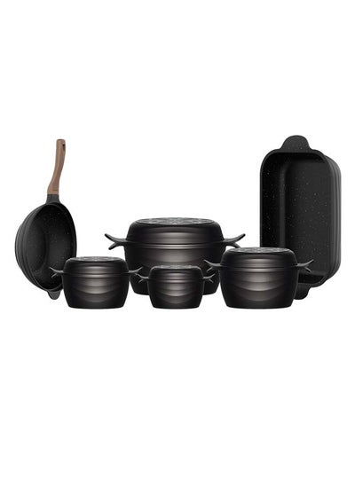 اشتري 10-Piece Cookware Set (4 Casseroles (18,20,24,30 )cm/4 Multi Lid/Wok 30 cm/Roaster 36cm في مصر