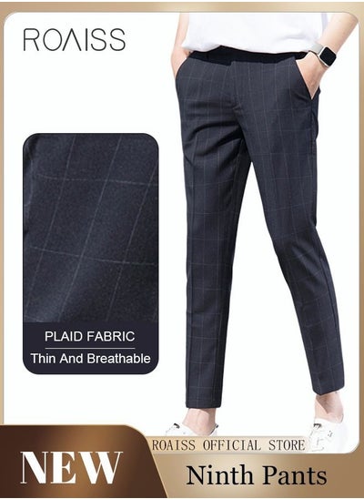 Buy Young Men's Suit Pants Straight Fit British Plaid Thin Section Business Casual Pants Cropped Pants in Saudi Arabia