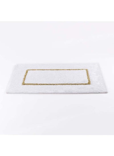 Buy Rayden Bath Mat, White & Gold - 80x50 cm in UAE