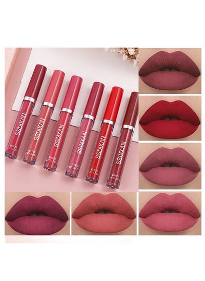 اشتري 6 Colors Matte Liquid Lipstick Makeup Set, Matte Velvety Long-Lasting Wear Non-Stick Cup Not Fade Waterproof Lip Gloss في السعودية