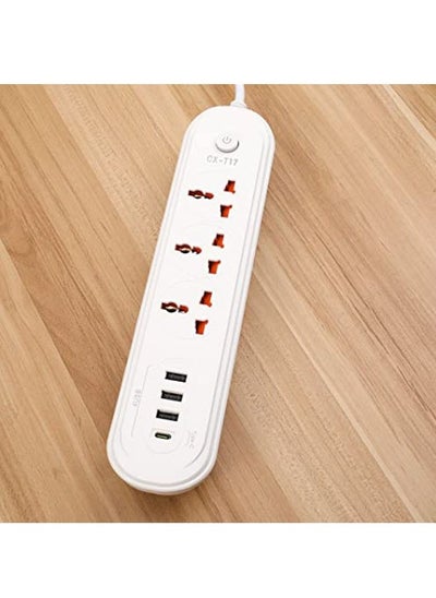 Buy Power Strip Surge Protector with USB- Extension Cord Flat Plug with Widely 3 AC Outlet and 3 USB + 1 PD Port, Small Desktop Station with 6 feet Power Cord Compact Socket (3G3U1PD-T17) in UAE