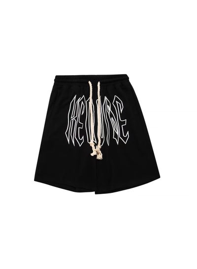 Buy 2024 Trendy American Street Mens Summer Shorts with DrawstringBlack Black in Saudi Arabia