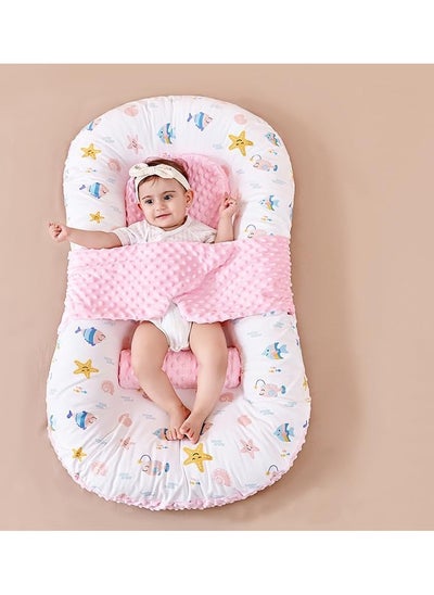 اشتري Baby Lounger for Newborn Cover, Newborn Baby Nest Cover with Anti Reflux Pillows, Baby Bed Breathable & Portable Infant Lounger - Cotton Soft Baby Floor Seat for Travel, Newborn Essentials في الامارات